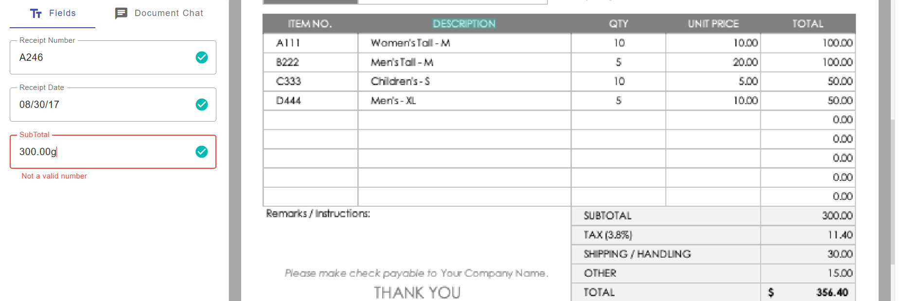 review field validation