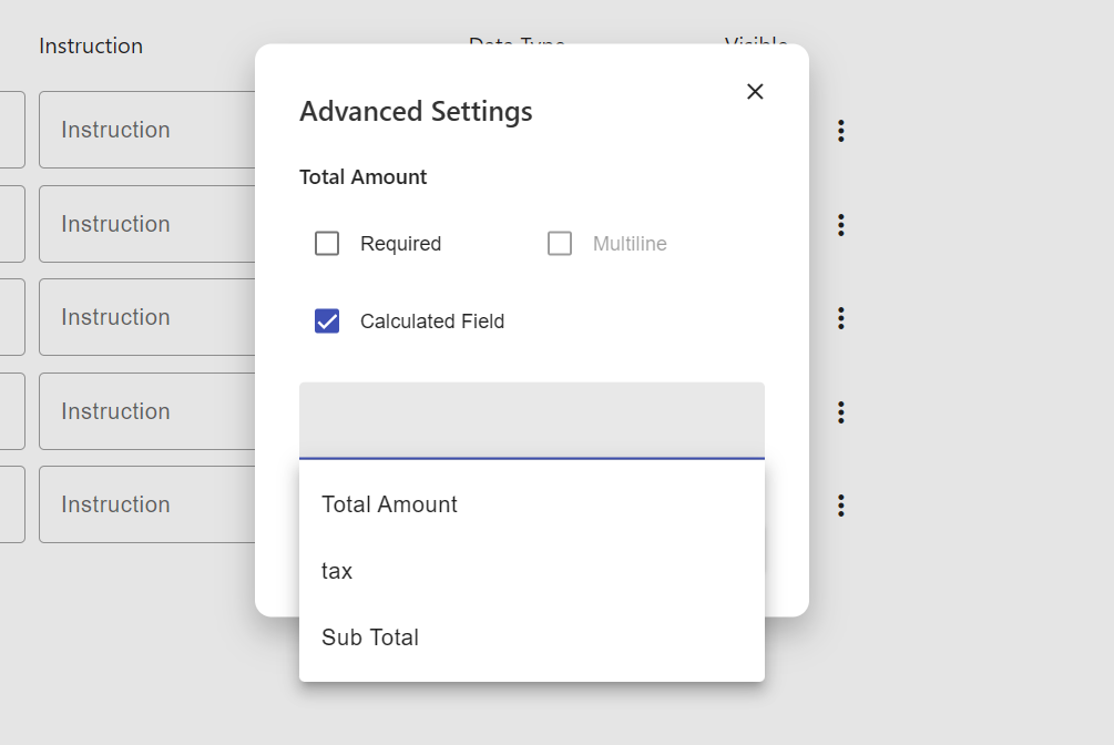 Formula Input Dropdown